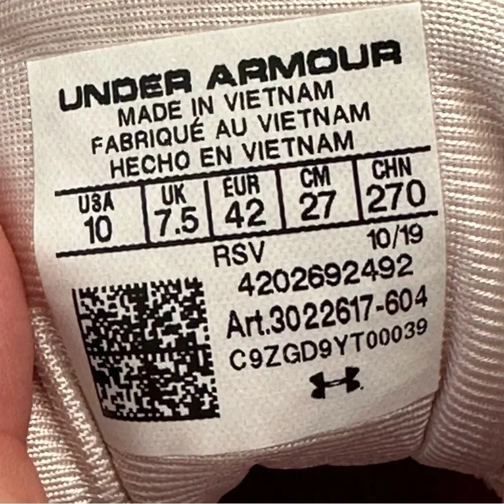 UNDER Armour Charged Breathe 2 Pink Textile Womens Lace Up Trainers sz 10